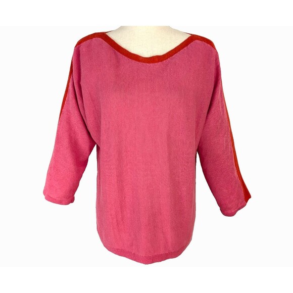 Eileen Fisher Women's LG Pink Organic Linen Boat Neck Sweater - Picture 2 of 7
